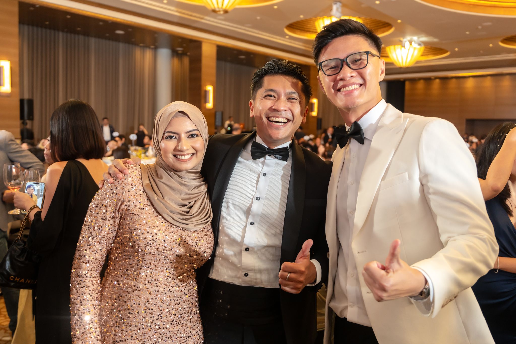 Heikal Shafrudin at the 2025 Gala with Wani and Clinton