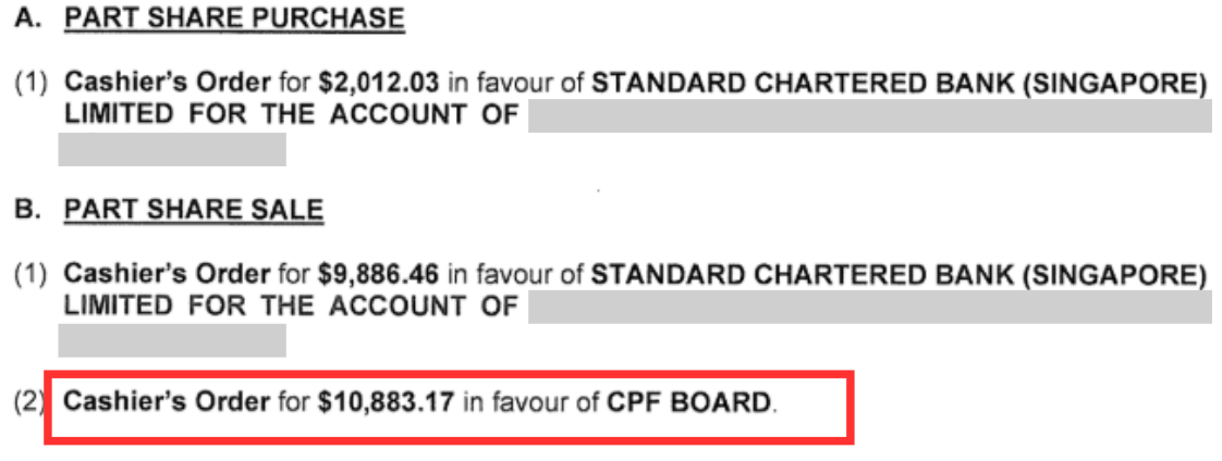 CPF statement line showing the $10,860.87 refund of principal and accrued interest, redacted